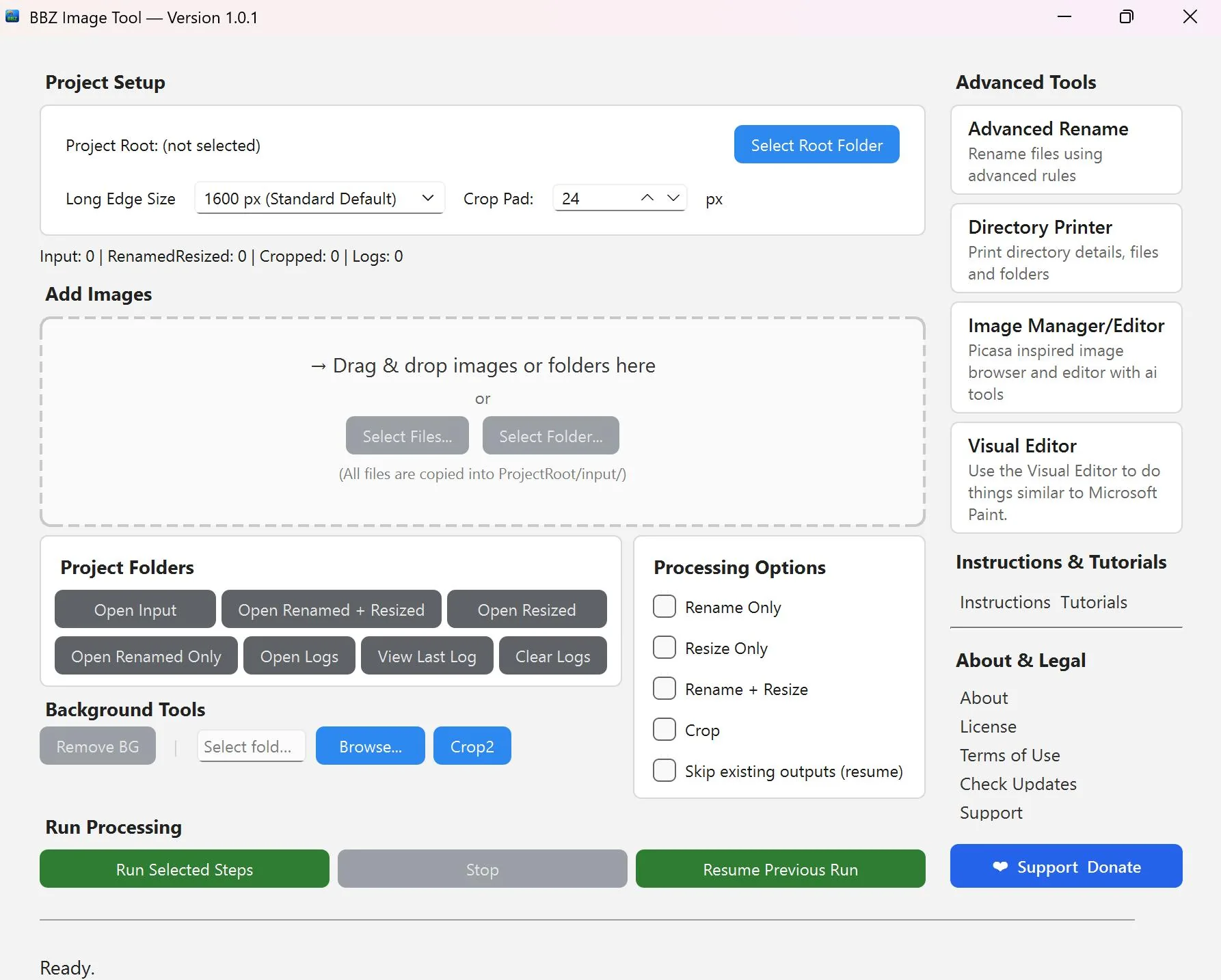 BBZ desktop application's main window